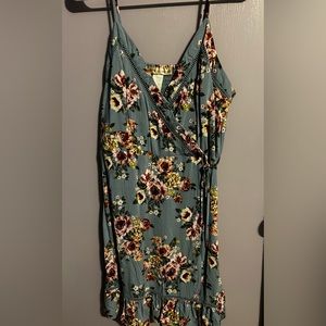 Blue floral dress with a v neck